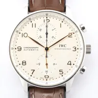 IWC ポルトギーゼ IW371445 SS×社外革 AT 白文字盤 ＡＢランク