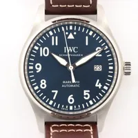 IWC マーク18 SS×革 AT 青文字盤 Ａランク