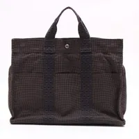 エルメス エールラインMM キャンバス トートバッグ グレー シルバー金具