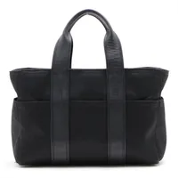 エルメス アカプルコPM トワルシェブロン×レザー トートバッグ ブラック シルバー金具