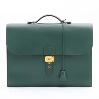 エルメス サックアデペッシュ38 アルデンヌ グリーン ゴールド金具