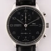 IWC ポルトギーゼ IW371447 SS×革 AT 黒文字盤 ＡＢランク