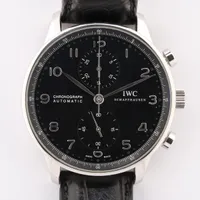 IWC ポルトギーゼ IW371447 SS×社外革 AT 黒文字盤 ＡＢランク