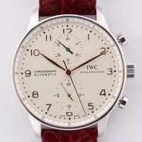 IWC ポルトギーゼ IW371445 SS×社外革 AT 白文字盤 ＡＢランク