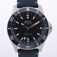 ミドー オーシャンスター GMT M026.629.17.051.00 SS×ナイロン AT 黒文字盤 Ａランク