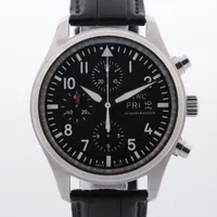 IWC パイロットウォッチ クロノグラフ IW371701 SS×革 AT 黒文字盤 ＡＢランク