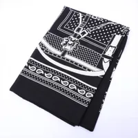 エルメス カレジェアン Grand Manege Bandana グランマネージュバンダナ カシミヤ×シルク ストール ブラック×ホワイト Ａランク