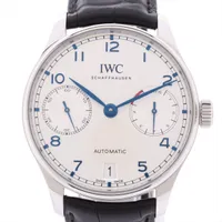 IWC ポルトギーゼ 7DAYS IW500705 SS×革 AT アイスブルー文字盤 Ａランク