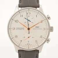 IWC ポルトギーゼ IW371445 SS×社外革 AT アイスブルー文字盤 Ａランク