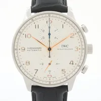 IWC ポルトギーゼ IW371445 SS×社外革 AT アイスブルー文字盤 ＡＢランク