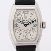 フランクミュラー コンキスタドール 8005LQZ SS×社外革 QZ シルバー文字盤