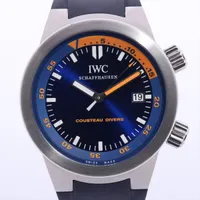 IWC アクアタイマー クストーダイバーズ IW354806 SS×ラバー AT 青文字盤 Ａランク