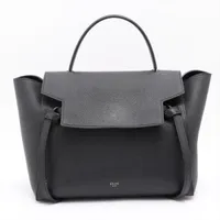 セリーヌ ベルトバッグ レザー 2WAYハンドバッグ ブラック