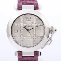 カルティエ パシャグリッド 2529 750×革 AT シルバー文字盤