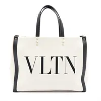 ヴァレンティノ VLTN キャンバス トートバッグ ホワイト Ａランク