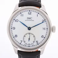 IWC ポルトギーゼ IW510212 SS×革 手巻き 白文字盤 Ａランク