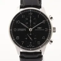 IWC ポルトギーゼ IW371447 SS×革 AT 黒文字盤 ＡＢランク