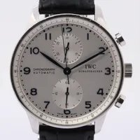 IWC ポルトギーゼ IW371446 SS×革 AT アイスブルー文字盤 ＡＢランク