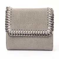 ⭐️未使用級⭐️　ステラマッカートニー　ファラベラ　三つ折り財布　ライトグレー ステラマッカートニー ファラベラ ポリエステル 財布 グレー Bランク