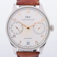 IWC ポルトギーゼ IW500114 SS×社外革 AT アイスブルー文字盤 ＡＢランク