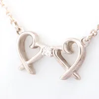 未使用級♡ティファニー ペンダント ダブルラビングハート ダイヤ 1P シルバー ティファニー TIFFANY＆CO ダブル ラビング ハートネックレス シルバー
