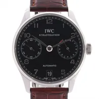 IWC ポルトギーゼ 7DAYS IW500109 SS×社外革 AT 黒文字盤 ＡＢランク