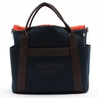 エルメス サックドパンサージュ グルーム キャンバス ネイビー シルバー金具