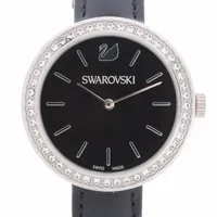 スワロフスキー SS×革 QZ 黒文字盤
