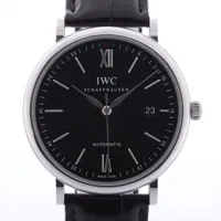 IWC ポートフィノ IW356502 SS×革 AT 黒文字盤 ＡＢランク