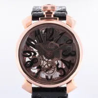 ガガミラノ マヌアーレ48mm 5311.02 GP×革 手巻き スケルトン文字盤 ＡＢランク