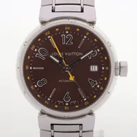 ルイ・ヴィトン タンブールGMT Q1131 SS AT ブラウン文字盤