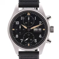 IWC パイロットウォッチ クロノグラフ スピットファイア IW387901 SS AT 黒文字盤 ＡＢランク