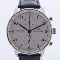 IWC ポルトギーゼ クロノグラフ IW371417 SS×革 AT 白文字盤 ＡＢランク