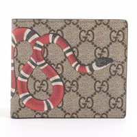 グッチ GGスプリーム スネーク 451266 PVC×レザー 財布 ベージュ AB