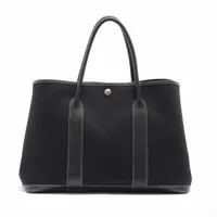 エルメス ガーデンパーティ36 PM ブッフル×トワルオフィシエ ブラック シルバー金具