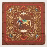 エルメス カレ90 Cheval Turcトルコの馬 シルク スカーフ オレンジ