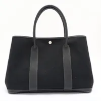 エルメス ガーデンパーティ36 PM ブッフル×トワルオフィシエ ブラック シルバー金具