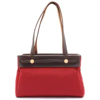 エルメス エールバッグ カバスPM トワルオフィシエ×カーフレザー レッド ゴールド金具