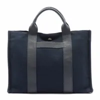 エルメス サックアーネMM トワルオフィシエ×ネゴンダ ブラック×ネイビー シルバー金具