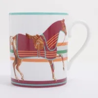 エルメス CHEVAL A LA COUVERTURE 馬着 陶器 マグカップ ホワイト ＡＢランク