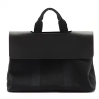 エルメス ヴァルパライソMM トワルシェブロン×レザー ブラック シルバー金具