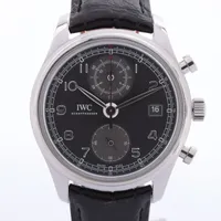 IWC ポルトギーゼ クロノグラフ IW390404 SS×革 AT アイボリー文字盤 ＡＢランク