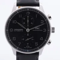 IWC ポルトギーゼ IW371447 SS×社外革 AT 黒文字盤 ＡＢランク