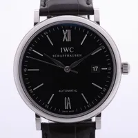 IWC ポートフィノ IW356502 SS×革 AT 黒文字盤 Ａランク