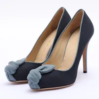 シャーロットオリンピア ファブリック パンプス 37 ネイビー