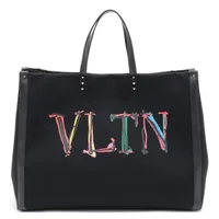 ヴァレンティノ VLTN ラージ キャンバス トートバッグ ブラック ＡＢランク