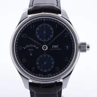 IWC ポートフィノ　ハンドワインド　モノプッシャー IW515301 SS×革 AT 青文字盤 ＡＢランク