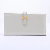 エルメス ベアン デュプリ シェブルミゾル 財布 ブルー シルバー金具