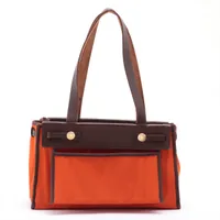 エルメス エールバッグ カバスPM トワルオフィシエ×カーフレザー レッド×オレンジ ゴールド金具