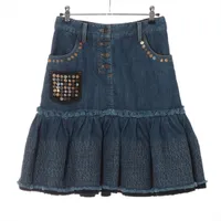 ヴィトン コットン×ウール スカート 07年 36 ブルー